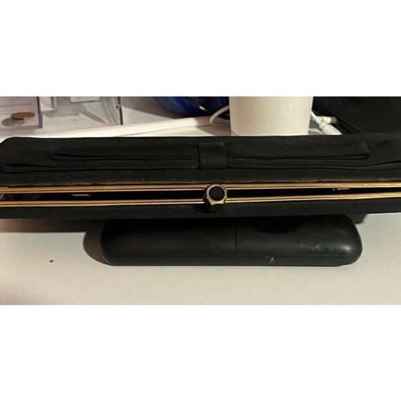 HL USA formal evening event black tie clutch hold chain black bow - Picture 3 of 15